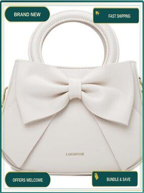 Womens Vegan Leather Crossbody Bag Cute Bow Purse Mini Handbag